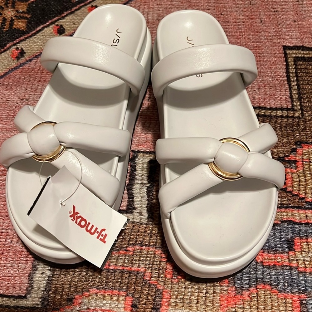 White J/SLIDES sandals size 9